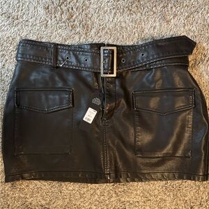 NWT Fashion Nova Kenzie Washed Faux Leather Mini Skirt - Brown